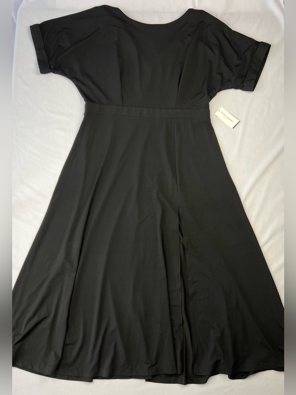 Alexia Admor Short Sleeve Lana Midi Fit & Flare Front Slit Dress NEW - Size XL